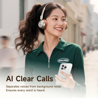 BH1 Air Wireless Headphones Bluetooth 6.0 ENC Noise Cancellation Lightweight 90G over Ear Headset 80H Earphone