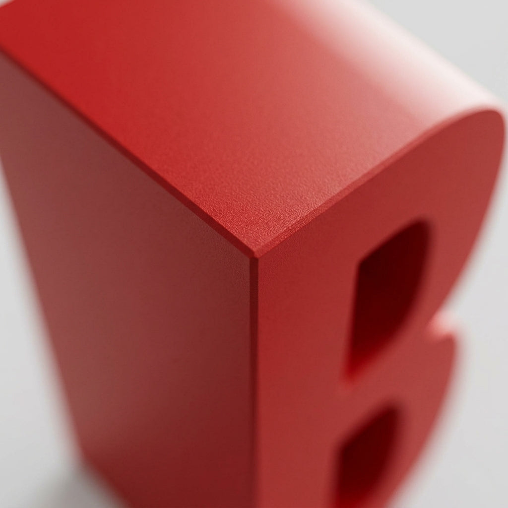 3D-Logo / Typografie — Detailansicht der Oberflächenbeschaffenheit | Generated by Modelize